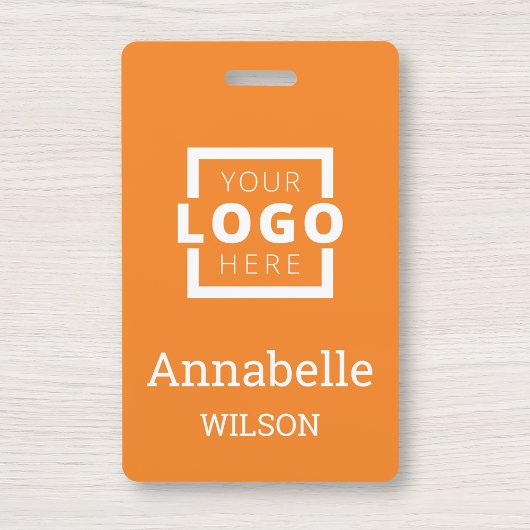 Aangepast bedrijfs Logo Basic Employee Name Oranje Badge