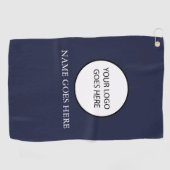 Aangepast bedrijfs school logo naam Navy Blue Golfhanddoek (Horizontaal)