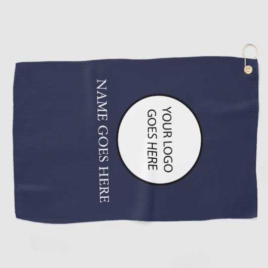 Aangepast bedrijfs school logo naam Navy Blue Golfhanddoek (Horizontaal)