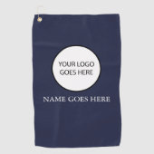 Aangepast bedrijfs school logo naam Navy Blue Golfhanddoek (Voorkant)