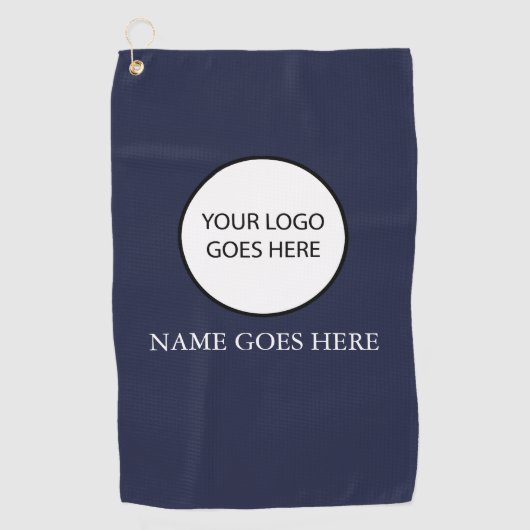 Aangepast bedrijfs school logo naam Navy Blue Golfhanddoek (Voorkant)