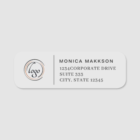 Aangepast bedrijfsadres van Logo Company Return Naamplaatje (Voorkant)