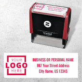 Aangepast bedrijfsadres van Logo Rood Zelfinktende Stempel