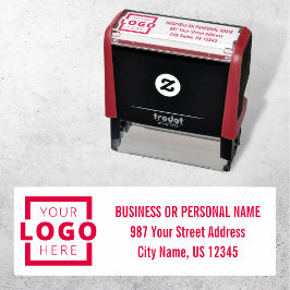 Aangepast bedrijfsadres van Logo Rood Zelfinktende Stempel