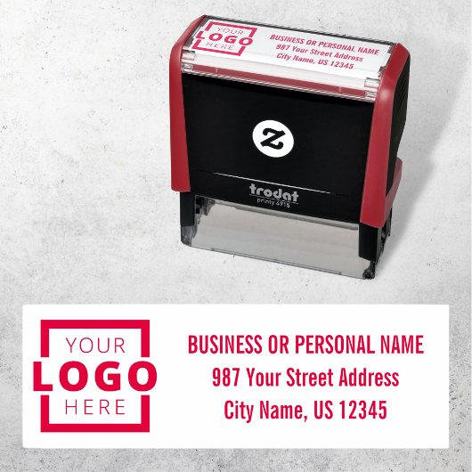 Aangepast bedrijfsadres van Logo Rood Zelfinktende Stempel