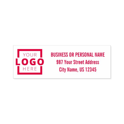 Aangepast bedrijfsadres van Logo Rood Zelfinktende Stempel (Design)