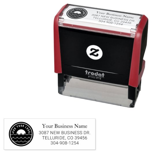 Aangepast bedrijfsadres voor Logo en bedrijfsretou Zelfinktende Stempel (In situ)