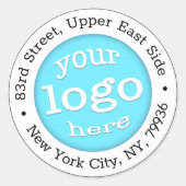 Aangepast bedrijfsadres voor Logo Ronde Sticker (Voorkant)