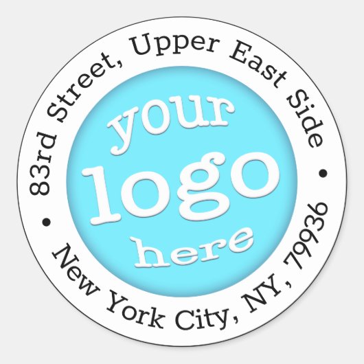 Aangepast bedrijfsadres voor Logo Ronde Sticker (Voorkant)