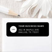 Aangepast bedrijfsadres voor zwarte Logo Etiket (Insitu)