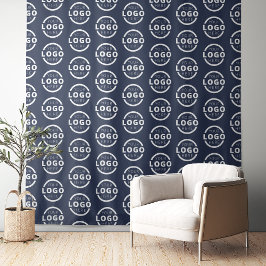Aangepast bedrijfslogo achtergrond blauw wandkleed