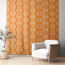 Aangepast bedrijfslogo achtergrond Oranje Wandkleed