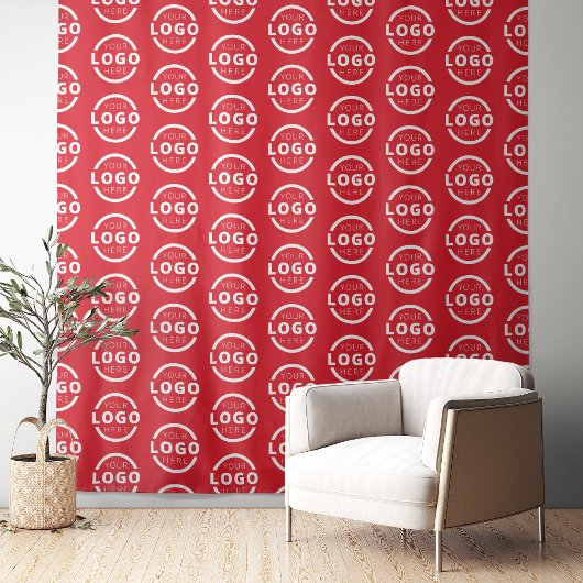 Aangepast bedrijfslogo achtergrond rood wandkleed
