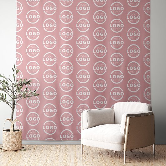 Aangepast bedrijfslogo achtergrond roze wandkleed