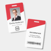 Aangepast bedrijfslogo Bar Code Werknemersfoto Roo Badge (Voor- en achterkant)