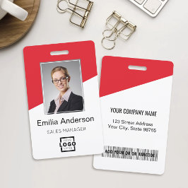 Aangepast bedrijfslogo Bar Code Werknemersfoto Roo Badge