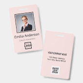Aangepast bedrijfslogo Bar Code Werknemersfoto Roz Badge (Voor- en achterkant)