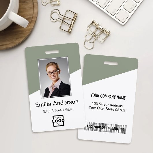Aangepast bedrijfslogo Bar Code Werknemersfoto Sag Badge