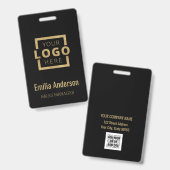 Aangepast bedrijfslogo Basic Goud Barcode Werkneme Badge (Voor- en achterkant)