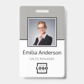 Aangepast bedrijfslogo Basis streepjescode Foto va Badge (Voorzijde)