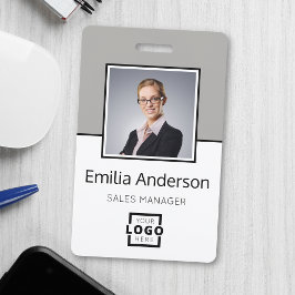 Aangepast bedrijfslogo Basis streepjescode Foto va Badge