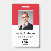 Aangepast bedrijfslogo Basis streepjescode Werknem Badge (Front)