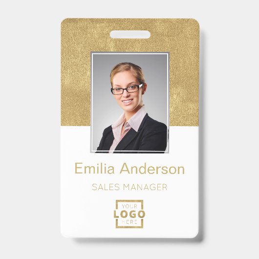 Aangepast bedrijfslogo Basis streepjescode Werknem Badge (Voorzijde)