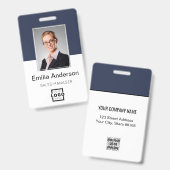 Aangepast bedrijfslogo Basis streepjescode Werknem Badge (Voor- en achterkant)