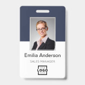 Aangepast bedrijfslogo Basis streepjescode Werknem Badge (Voorzijde)