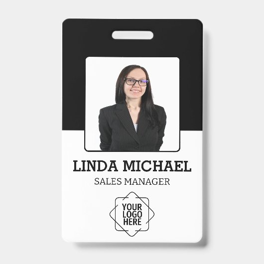 Aangepast bedrijfslogo Basis streepjescode Werknem Badge (Voorzijde)