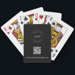Aangepast bedrijfslogo bedrijf QR-code zwart Pokerkaarten<br><div class="desc">Til je bedrijf branding naar een hoger niveau met onze aangepaste bedrijf logo QR-code zwarte speelkaarten promotionele deck! Deze slanke en verfijnde speelkaarten hebben het logo van uw bedrijf en een QR-code en website voor gemakkelijke toegang tot uw bedrijfsinformatie. Gemaakt van hoogwaardige materialen, maken ze een stijlvol en onvergetelijk promotioneel...</div>