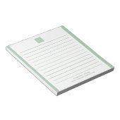 Aangepast bedrijfslogo bedrijfsnaam groene rand notitieblok (Schuin)