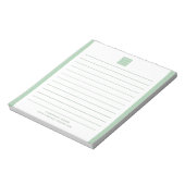 Aangepast bedrijfslogo bedrijfsnaam groene rand notitieblok (Linkerzijde)