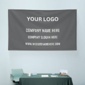 Aangepast bedrijfslogo | bedrijfsnaam & slogan aan spandoek (Beurs)