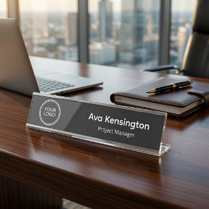 Aangepast bedrijfslogo bureau naamplaat   Geperson