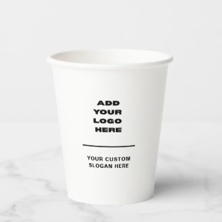 Aangepast bedrijfslogo en aangepaste tekst papieren bekers