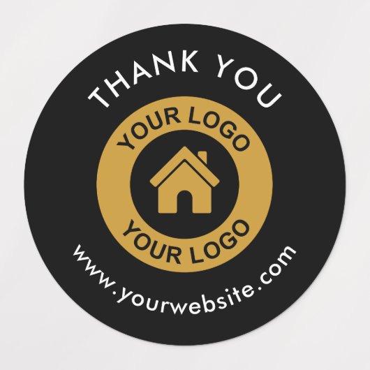 Aangepast bedrijfslogo en bedanktekst labels (Design 1)