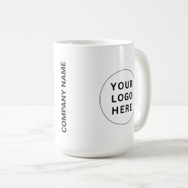 Aangepast bedrijfslogo en naam op een wit merkarti koffiemok