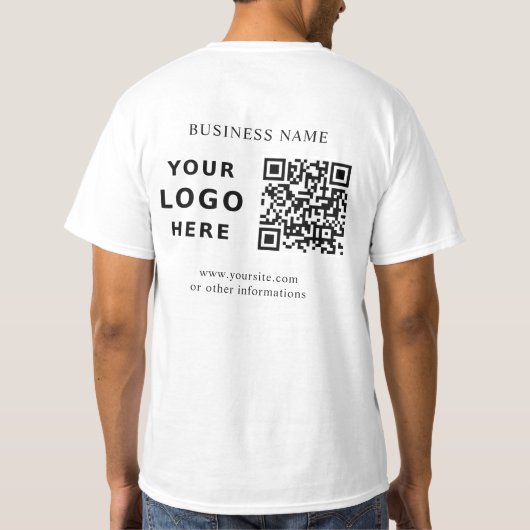 Aangepast bedrijfslogo en QR-code T-shirt (Achterkant)