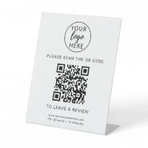 Aangepast bedrijfslogo en QR-code-voetstukbord