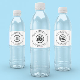 Aangepast bedrijfslogo en slogan met promotie waterfles etiket