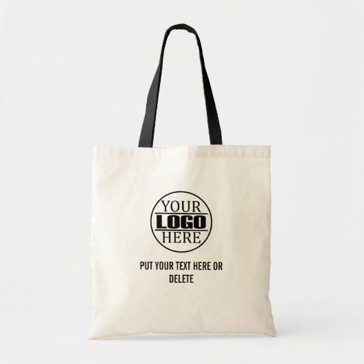 Aangepast bedrijfslogo en slogan tote bag (Voorkant)