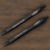 Aangepast bedrijfslogo en tekst blauwe inkt pen