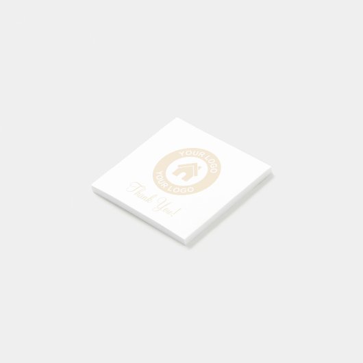 Aangepast bedrijfslogo en tekst post-it® notes (Schuin)