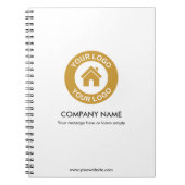 Aangepast bedrijfslogo en tekst promotie materiaal notitieboek (Voorkant)