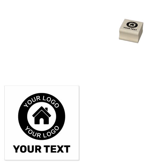 Aangepast bedrijfslogo en tekst rubberstempel (Gestempeld)