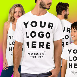 Aangepast bedrijfslogo en tekst voor en achterkant t-shirt