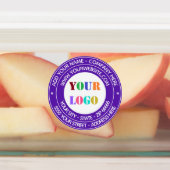 Aangepast bedrijfslogo en tekstlabels voorbeeld labels (Aangebracht)