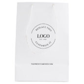 Aangepast bedrijfslogo en website in het wit medium cadeauzakje (Achterkant)