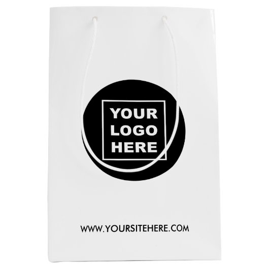 Aangepast bedrijfslogo en website medium cadeauzakje (Voorkant)